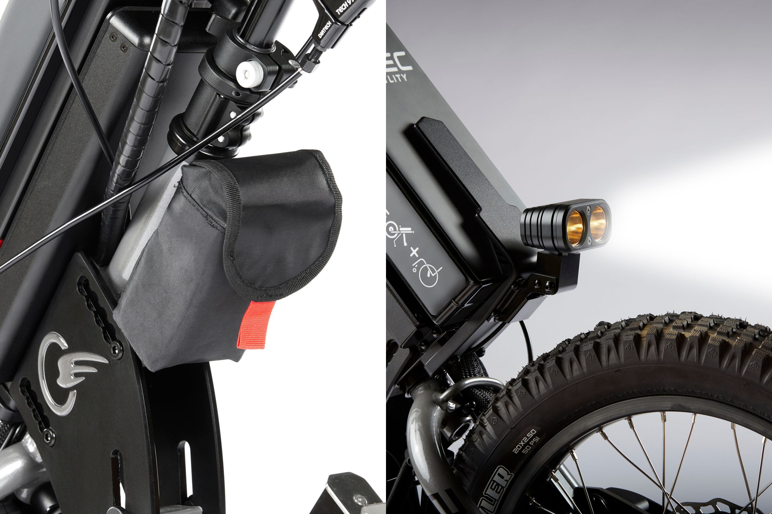 Bolsa portaobjetos y luces del handbike Batec Scrambler 2